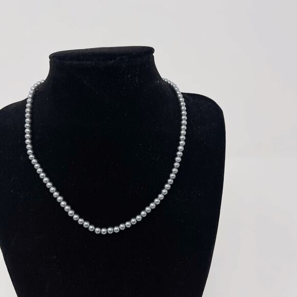 Mini Pearl Beaded Necklace Blue Gray Dainty Feminine Fashion Freshwater - Picture 4 of 8